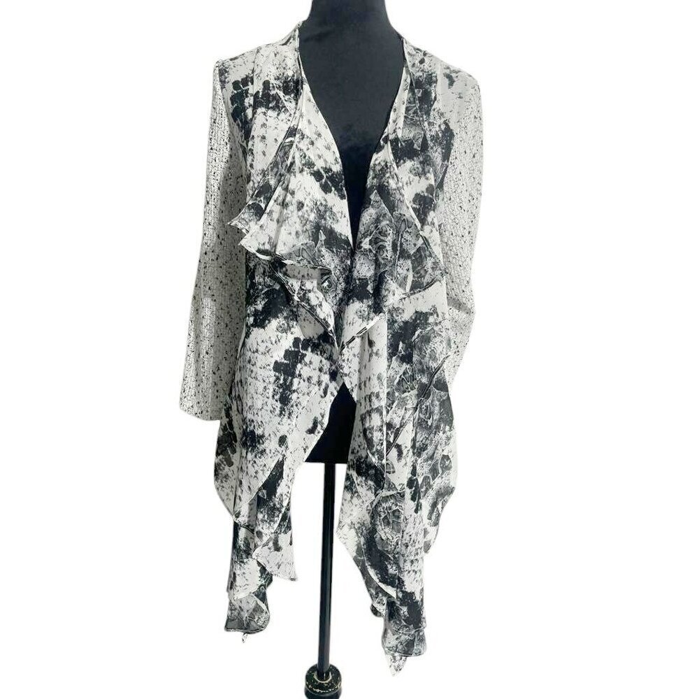 Alberto Makali Size Large  Cardigan Waterfall Art to Wear Abstract Boho